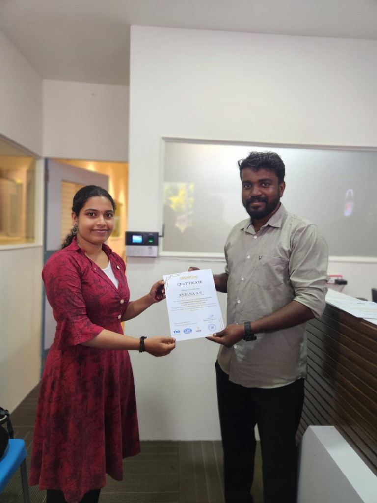 Anjana A S receiving certificate at GreatSkill